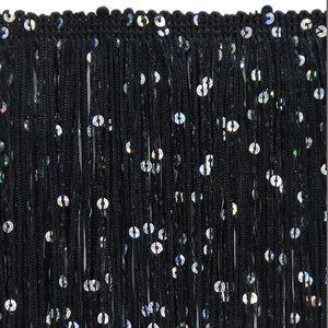 3 Yards Black Fringe with Hologram Sequins